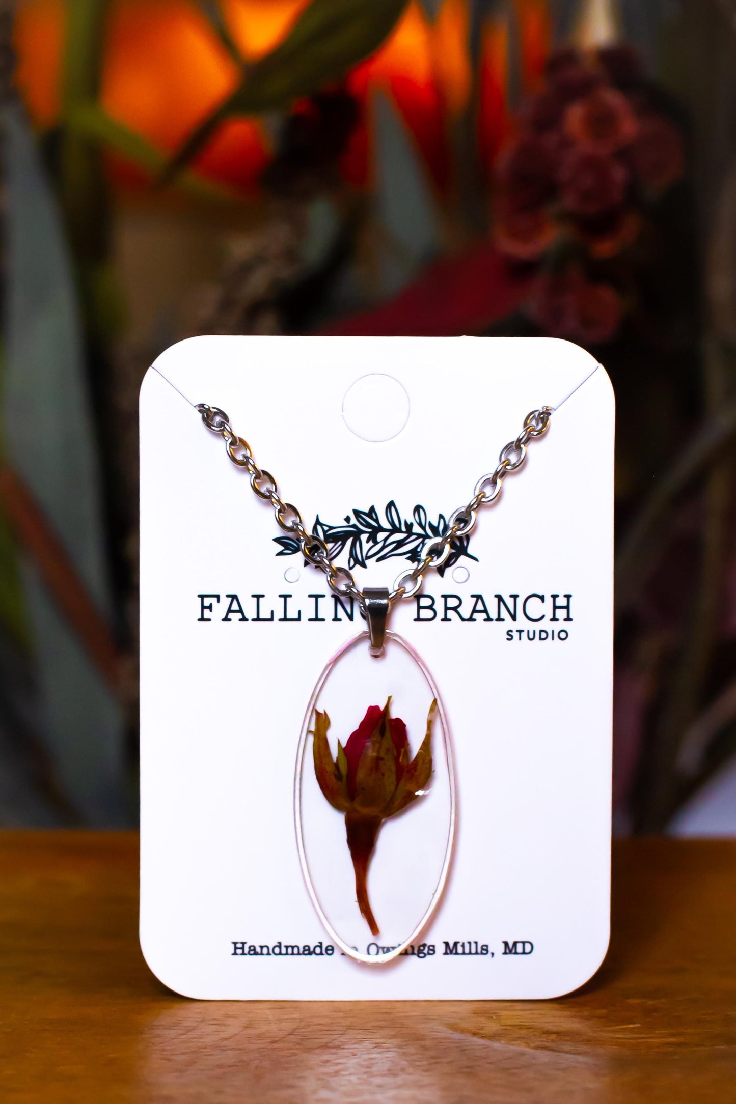 Real Rose Necklace - Handmade Resin Jewelry with Dried Flowers - Nature-Inspired Gift for Her