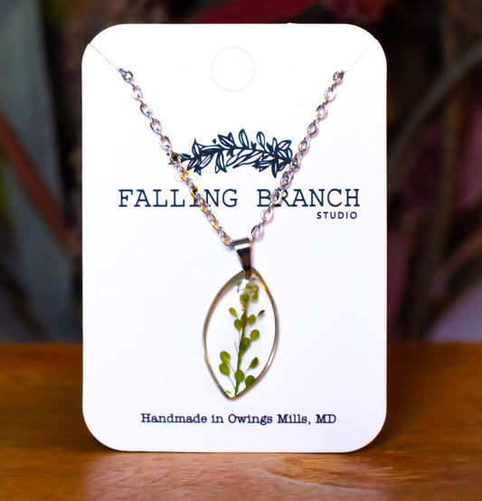 Earthy Wild Grass Necklace - Dainty Botanical Pendant - Handcrafted Minimalist Nature Jewelry