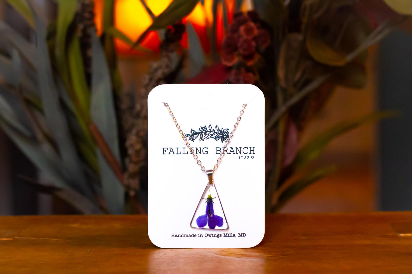 Whimsical Lobelia Necklace - Dainty Floral Pendant - Handcrafted Botanical Jewelry for Nature Lovers