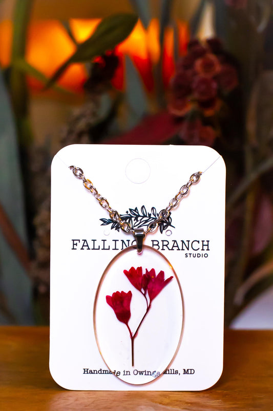 Pressed Coral Bell Flower Necklace - Handmade Boho Minimalist Resin Pendant - Dainty Jewelry for Nature Lovers and Unique Gifts