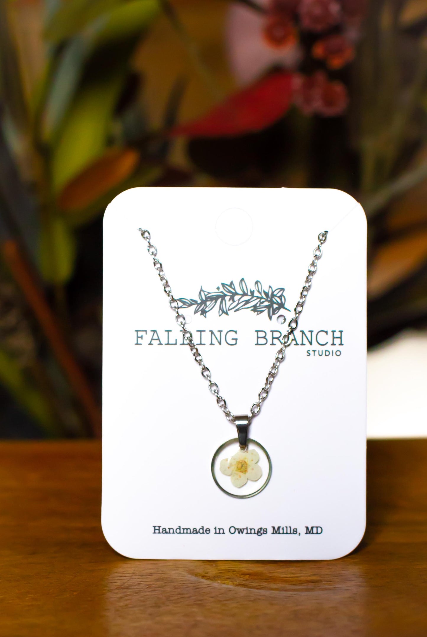Handmade Dainty Boho Necklace - Minimalist Resin Pendant with Real Pressed Five-Petal Flower - Unique Nature-Inspired Jewelry Gift for Her