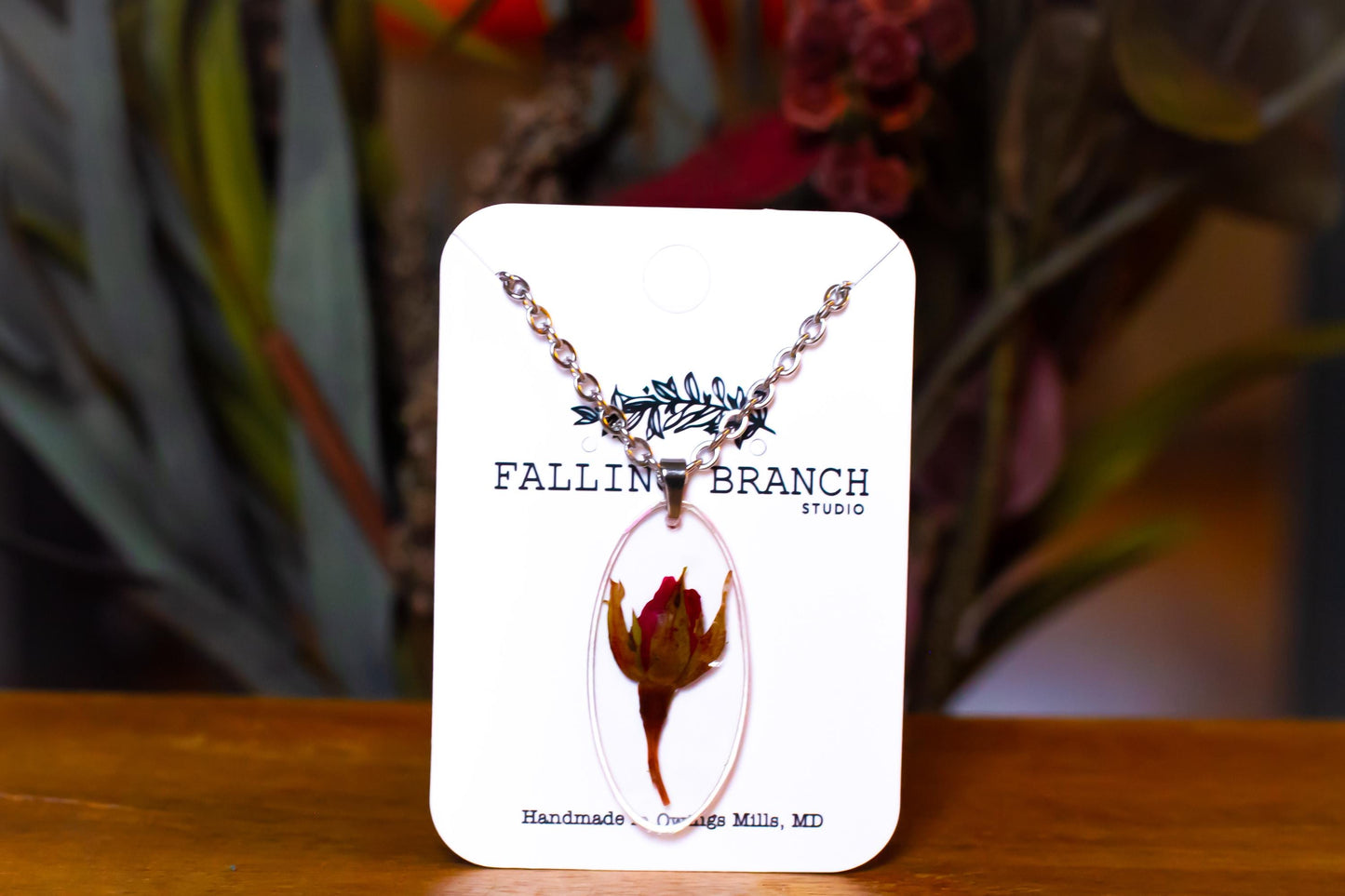 Real Rose Necklace - Handmade Resin Jewelry with Dried Flowers - Nature-Inspired Gift for Her