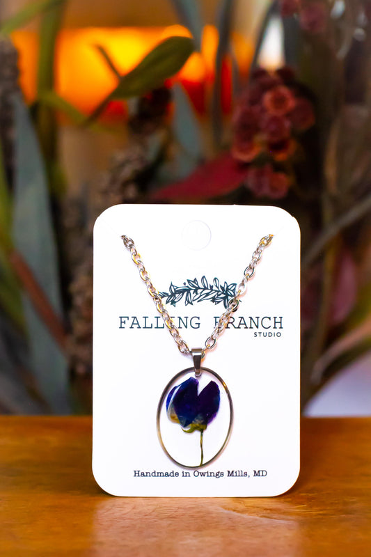 Delicate Lupine Necklace - Dainty Wildflower Pendant - Handcrafted Botanical Jewelry for Nature Lovers