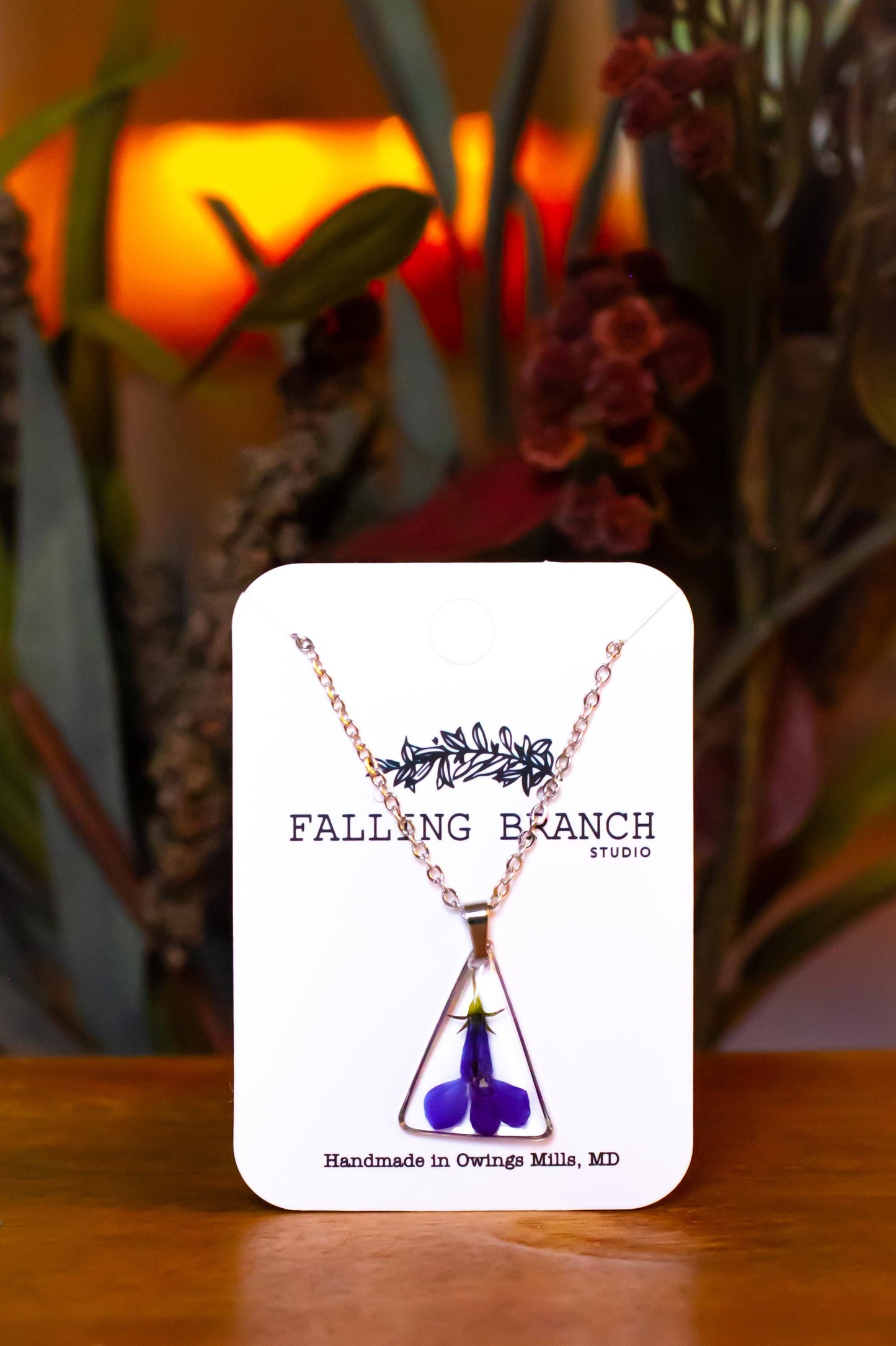 Whimsical Lobelia Necklace - Dainty Floral Pendant - Handcrafted Botanical Jewelry for Nature Lovers