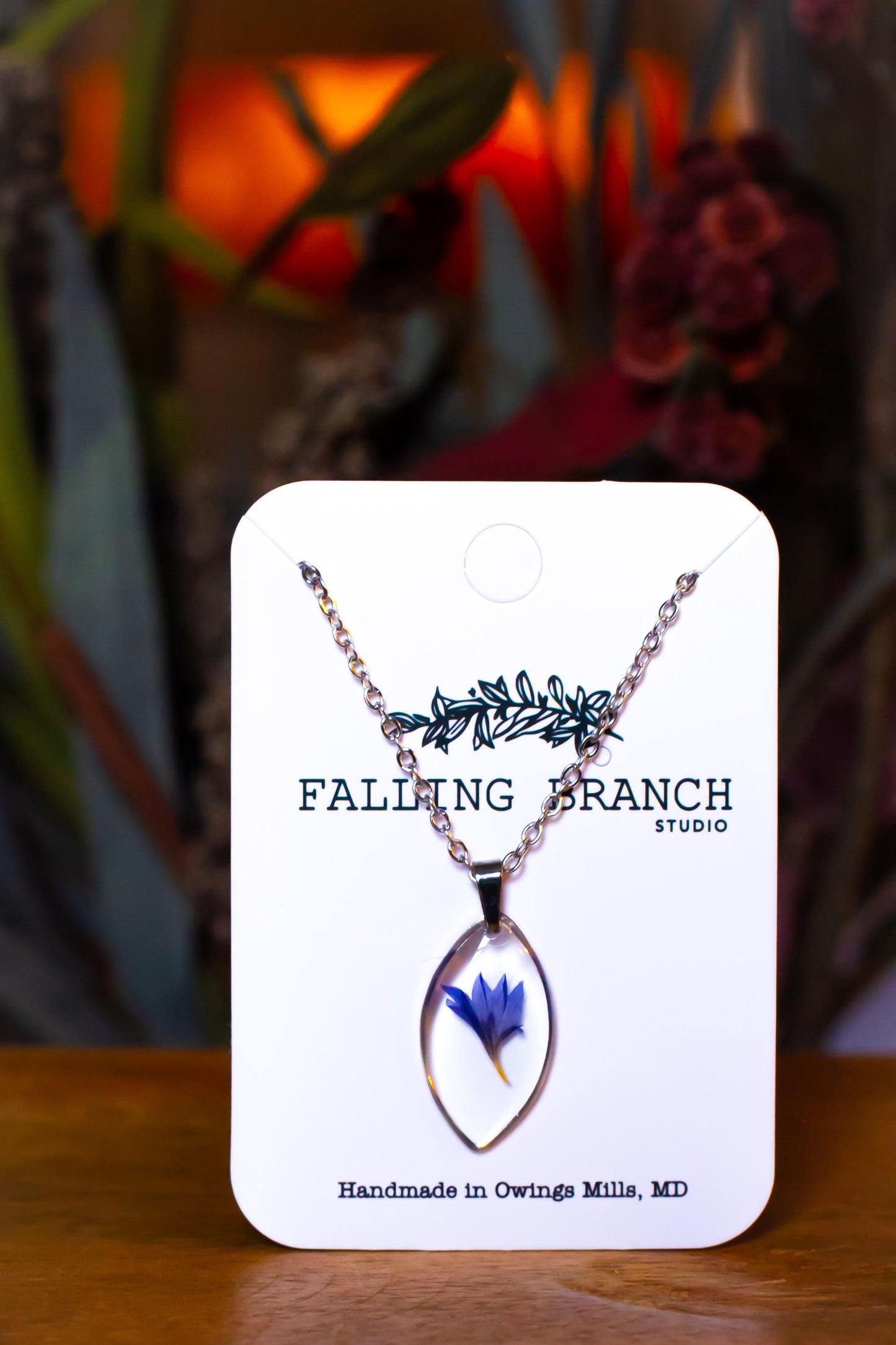 Real Cornflower Necklace - Boho Dainty Resin Pendant - Handmade Minimalist Jewelry for Nature Enthusiasts