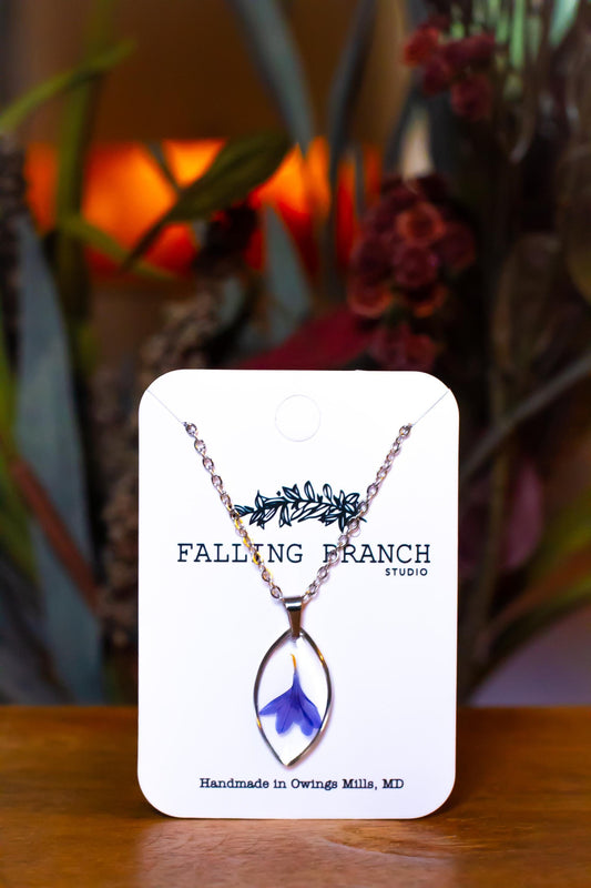 Real Cornflower Necklace - Boho Dainty Resin Pendant - Handmade Minimalist Jewelry for Nature Enthusiasts