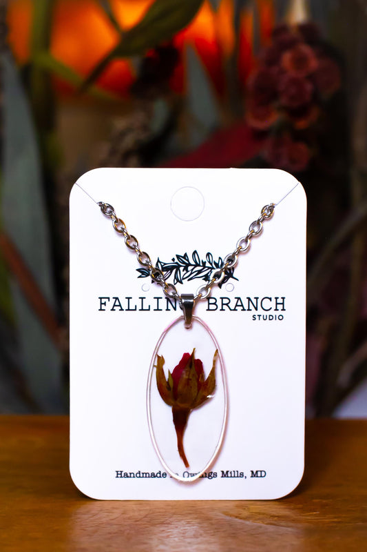 Real Rose Necklace - Handmade Resin Jewelry with Dried Flowers - Nature-Inspired Gift for Her