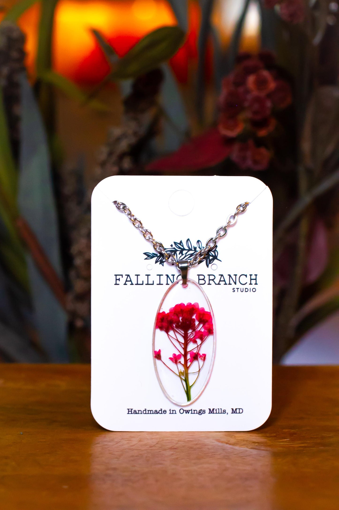 Real Alyssum Necklace - Handmade Resin Jewelry with Dried Flowers - Nature-Inspired Gift for Her
