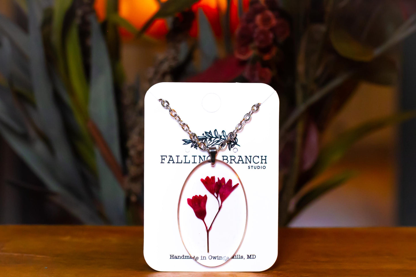 Pressed Coral Bell Flower Necklace - Handmade Boho Minimalist Resin Pendant - Dainty Jewelry for Nature Lovers and Unique Gifts