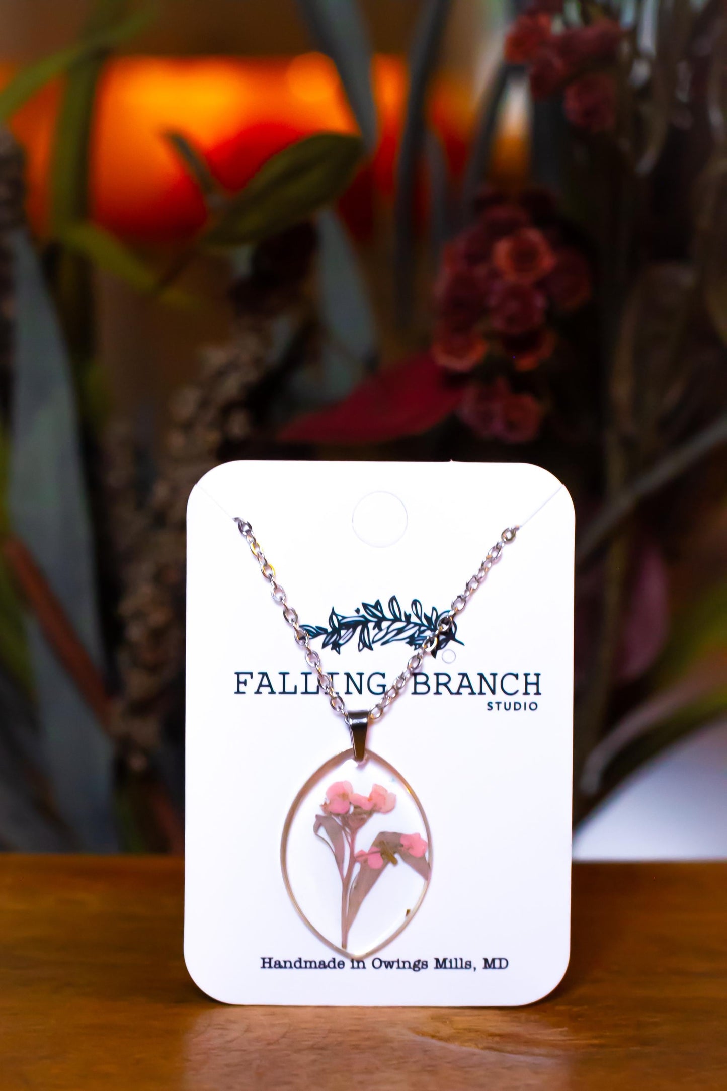 Real Alyssum Necklace - Handmade Resin Jewelry with Dried Flowers - Nature-Inspired Gift for Her