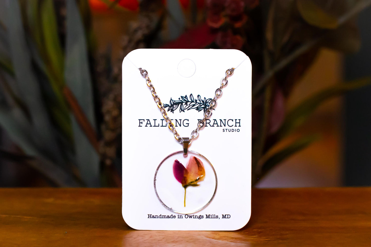 Delicate Lupine Necklace - Dainty Wildflower Pendant - Handcrafted Botanical Jewelry for Nature Lovers